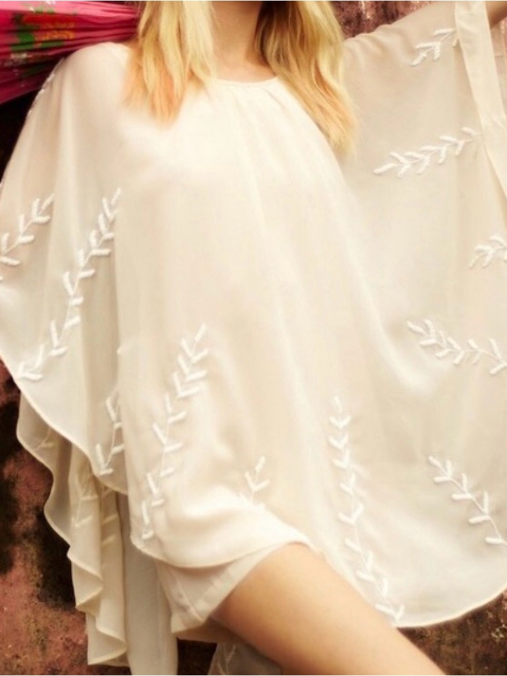 Free People Cream Beaded Mini Dress